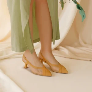 Sandalia de gamuza para fiesta Transparente, taco 4 cms procedencia España